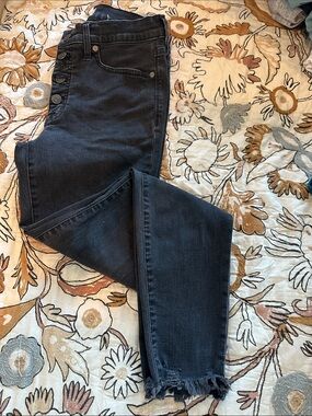 Madewell Black High-Rise Button-Fly Straight-Leg Jeans